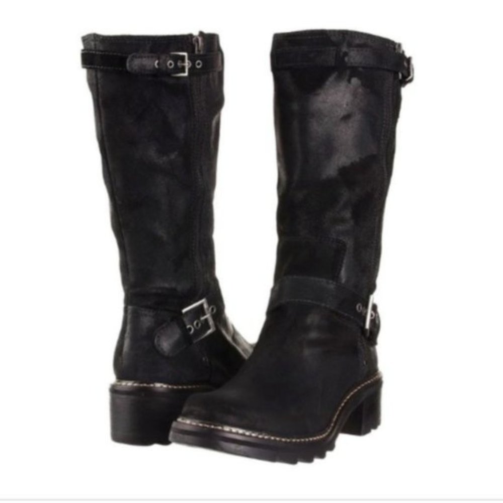 Donald J Pliner Lug Sole Glisey Suede Leather Boots